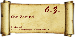 Ohr Zerind névjegykártya